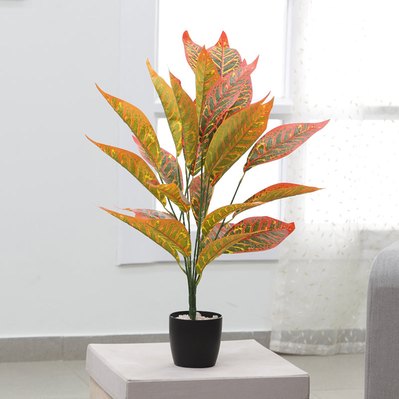 Artificial Plants - Faux Mammy Croton Plant With Pot - 2.2 Feet