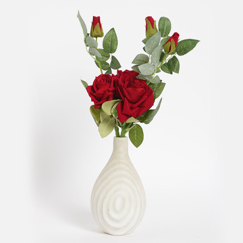 Artificial Flowers - Faux Red Rose Sticks - Set Of Four