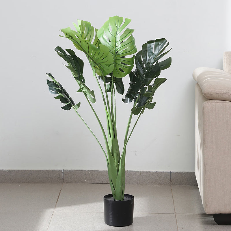 Artificial Plants - Faux Monstera Delicosa Plant With Pot - 2.9 Feet