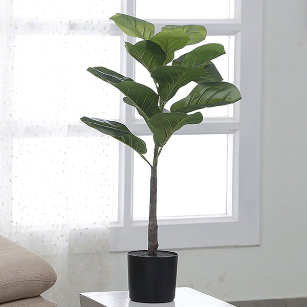 Artificial Plants - Faux Fiddle Fig Plant Tree With Pot - 2.5 Feet