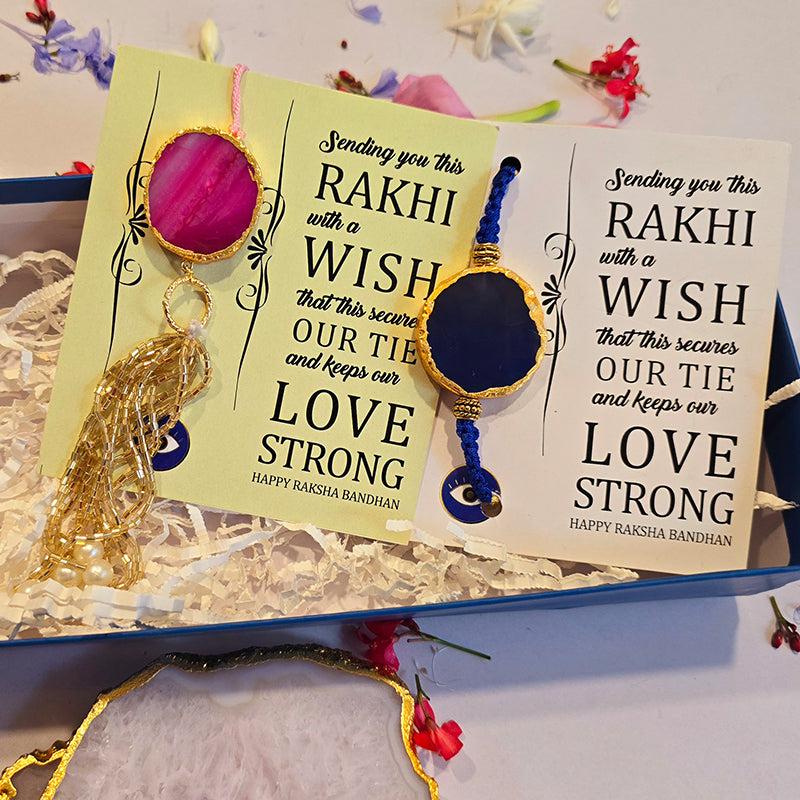 Buy Bhai Behen Bond Agate Rakhi Gift Box Rakhi Hamper from Vaaree