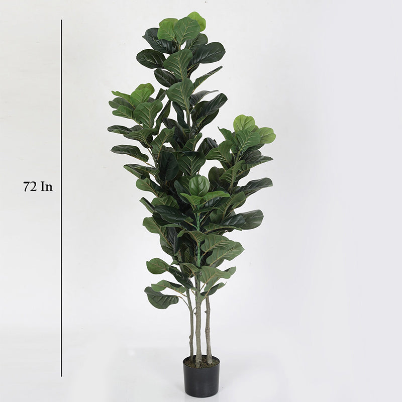 Artificial Plants - Faux Fiddle Fig Tree With Pot - 5.9 Feet