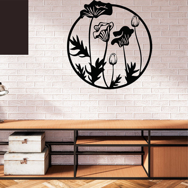 Wall Accents - Roma Flowers Black Wall Art