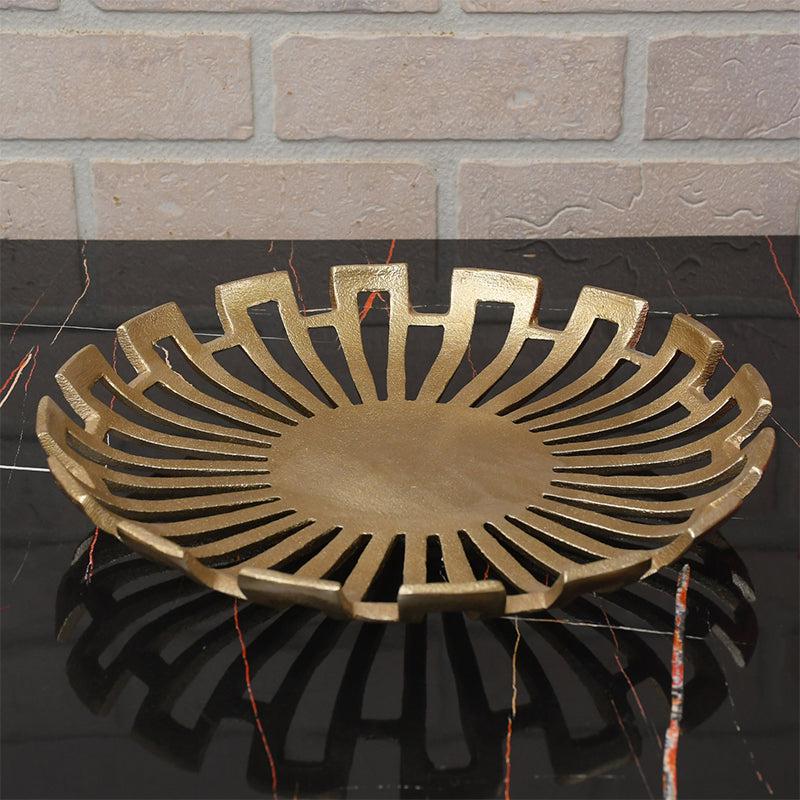 Buy Ajra Flora Serving Tray - Golden Serving Tray from Vaaree