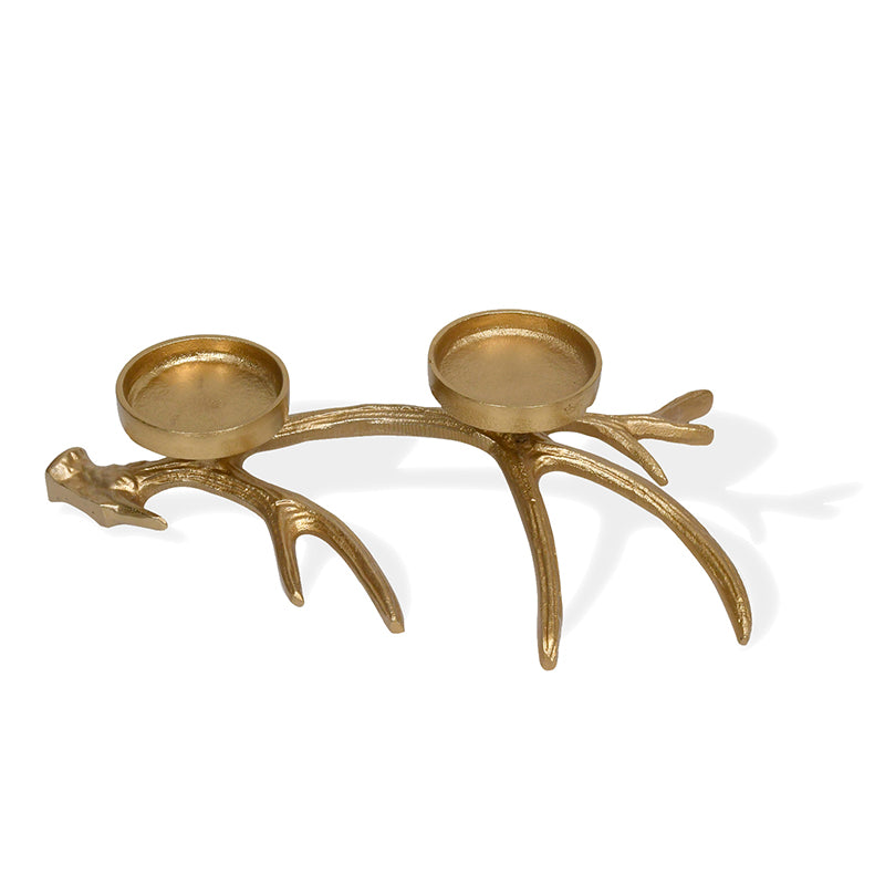 Candle Holders - Antler Charm Candle Holder - Golden