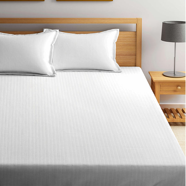 Buy Onyx Stripes Bedsheet - White Bedsheets from Vaaree