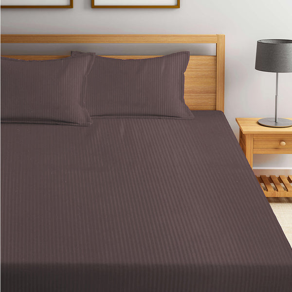 Buy Onyx Stripes Bedsheet - Brown Bedsheets from Vaaree