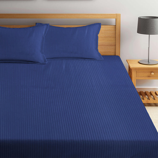 Buy Onyx Stripes Bedsheet - Blue Bedsheets from Vaaree