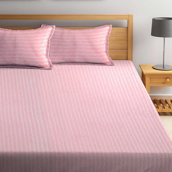 Buy Lora Stripes Bedsheet - Pink Bedsheets from Vaaree