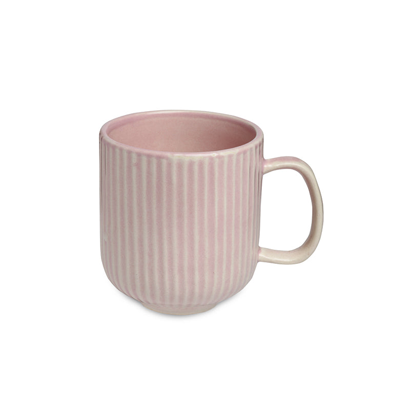 Tea Cup & Saucer - Vantera Pink Ceramic Mug And Tray (220 ML) - Three Piece Set