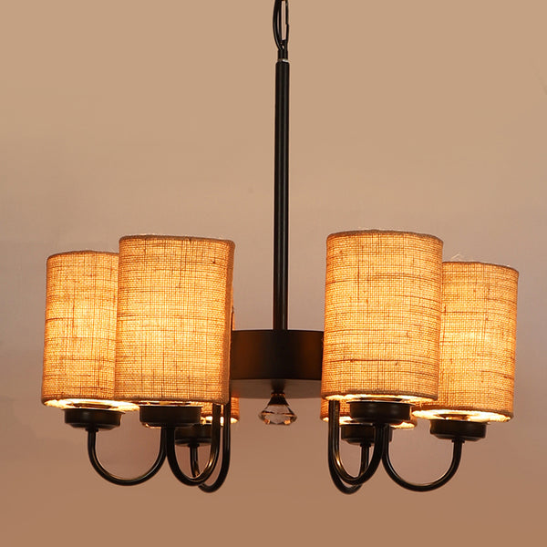 Ceiling Lamp - Viya Cylindrical Chandelier - Beige