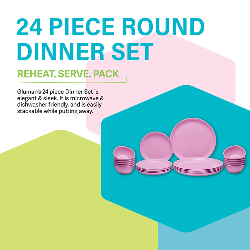 Buy Mihaya Pink Dinner Set (400 ml) - 24 Piece Set Dinner Set from Vaaree