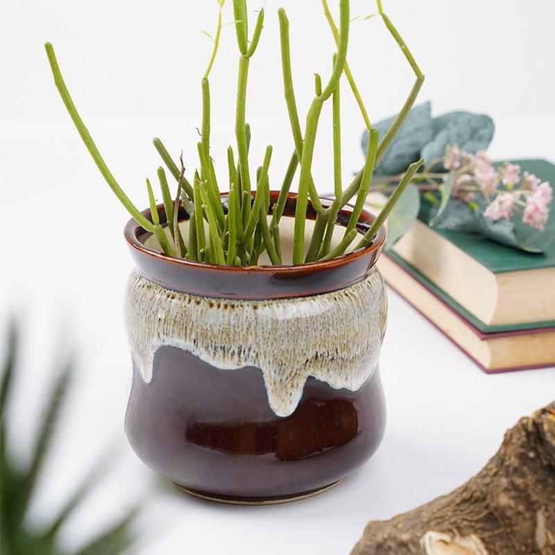 Buy Honey Drip Planter - Brown Vase from Vaaree