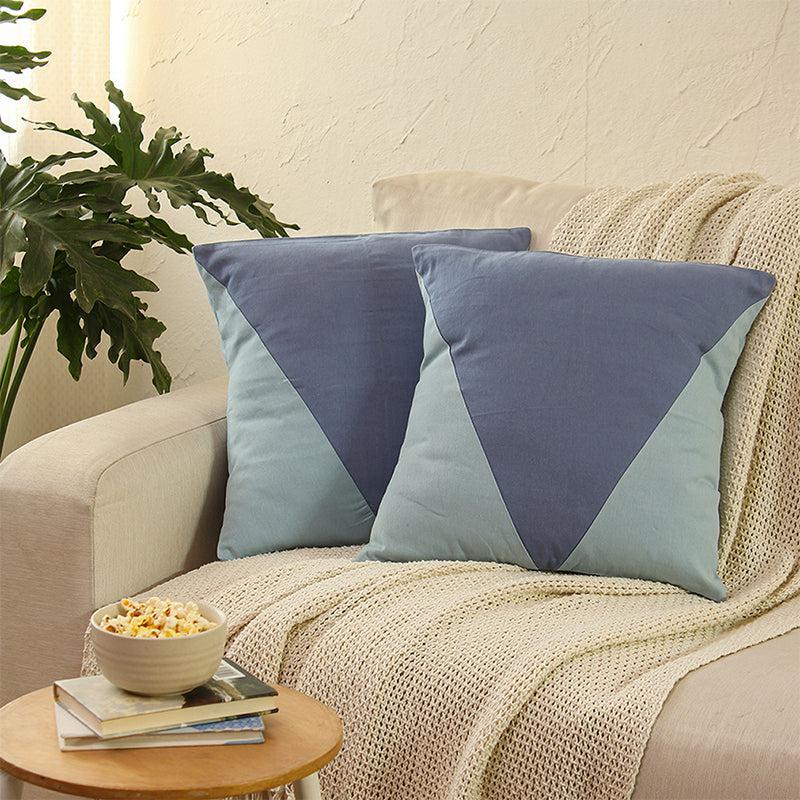 Buy Bhumiti Triva Cushion Cover (Blue) - Set Of Two Cushion Cover Sets from Vaaree