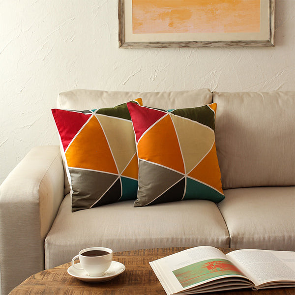 Color Block Cushion Covers - Set Of Two