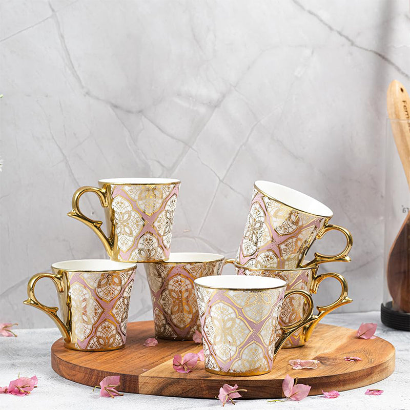 Mug & Tea Cup - Medna Ethnic Cup (180 ML) - Set Of Six