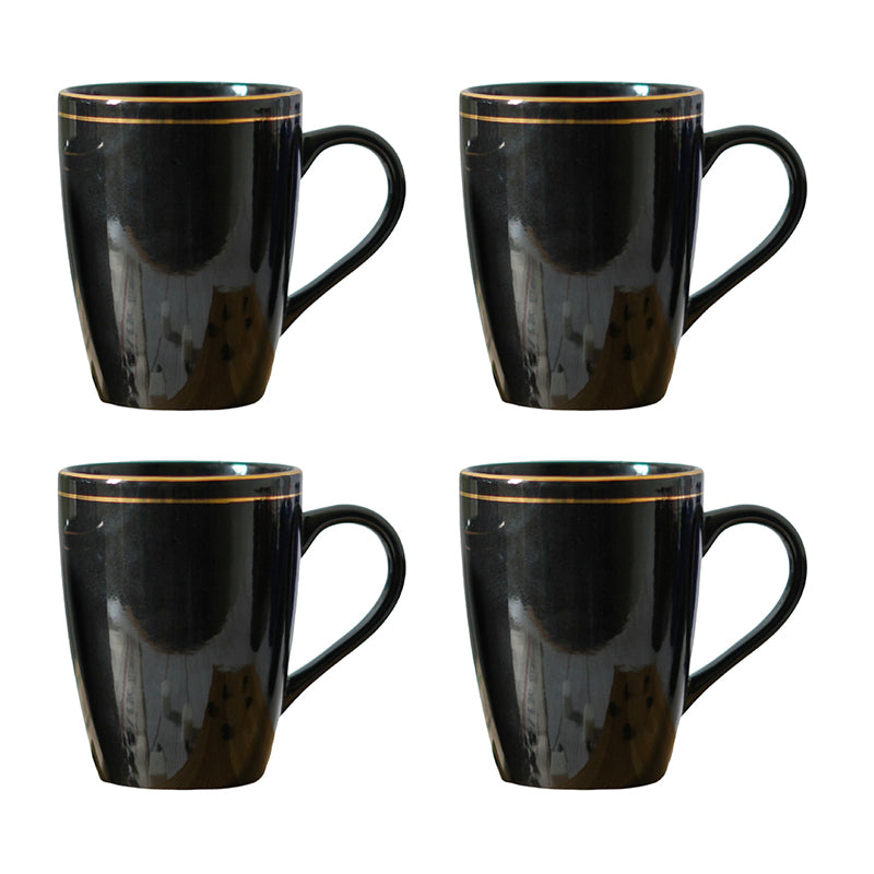 Mug & Tea Cup - Sanva Black Ceramic Mug (360 ML) - Set Of Four