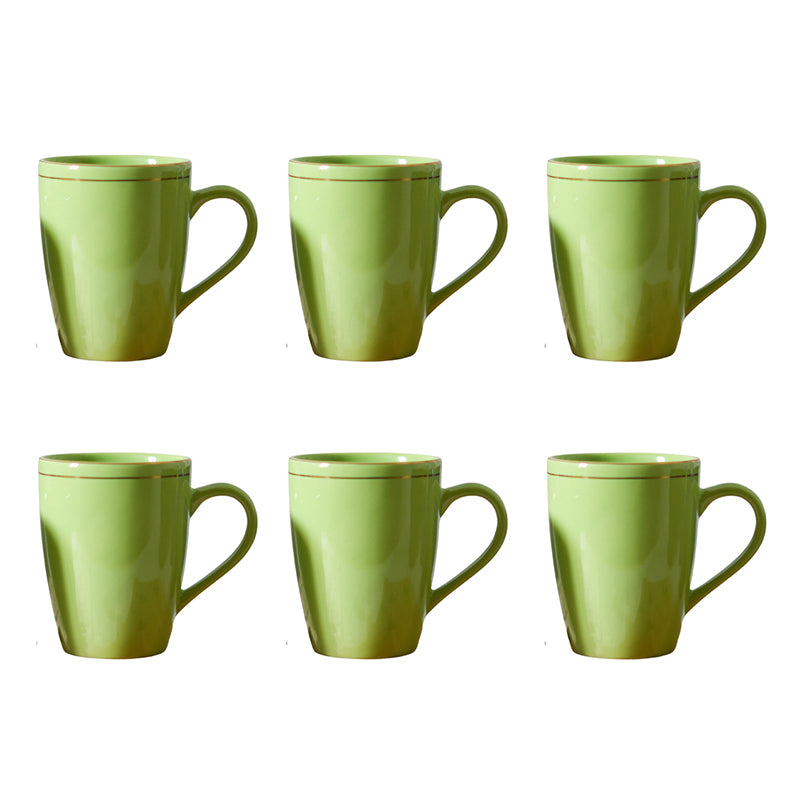 Mug & Tea Cup - Sanva Green Ceramic Mug (360 ML) - Set Of Six