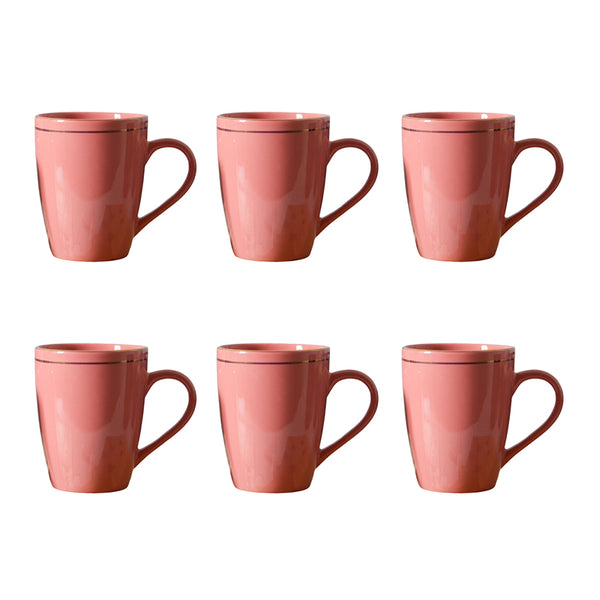 Mug & Tea Cup - Sanva Peach Ceramic Mug (360 ML) - Set Of Six