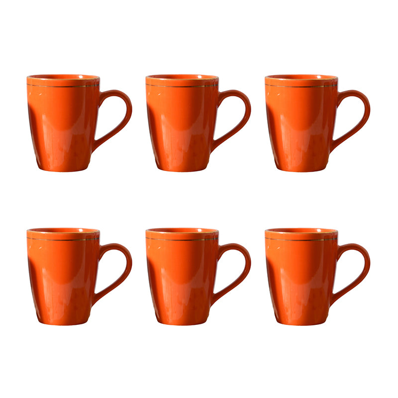 Mug & Tea Cup - Sanva Red Ceramic Mug (360 ML) - Set Of Six