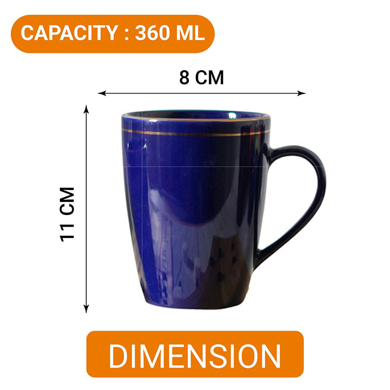 Mug & Tea Cup - Sanva Blue Ceramic Mug (360 ML) - Set Of Four