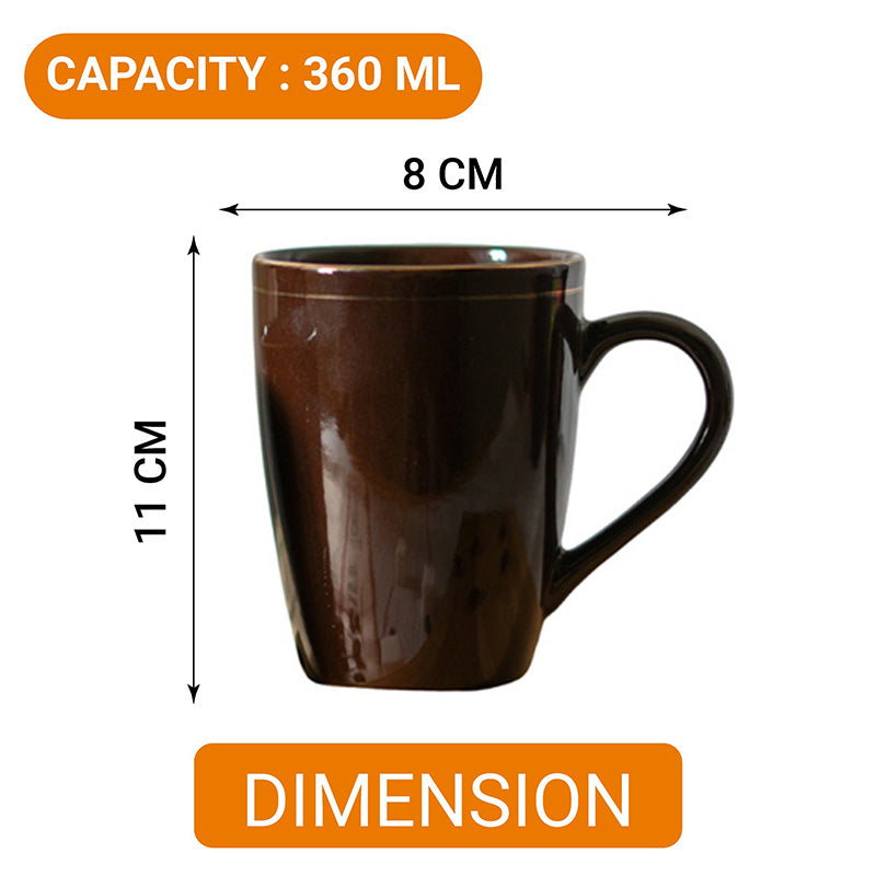 Mug & Tea Cup - Sanva Brown Ceramic Mug (360 ML) - Set Of Four