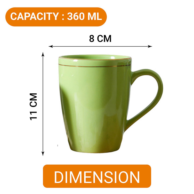 Mug & Tea Cup - Sanva Green Ceramic Mug (360 ML) - Set Of Four