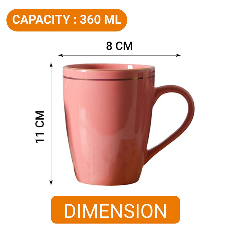 Mug & Tea Cup - Sanva Peach Ceramic Mug (360 ML) - Set Of Four