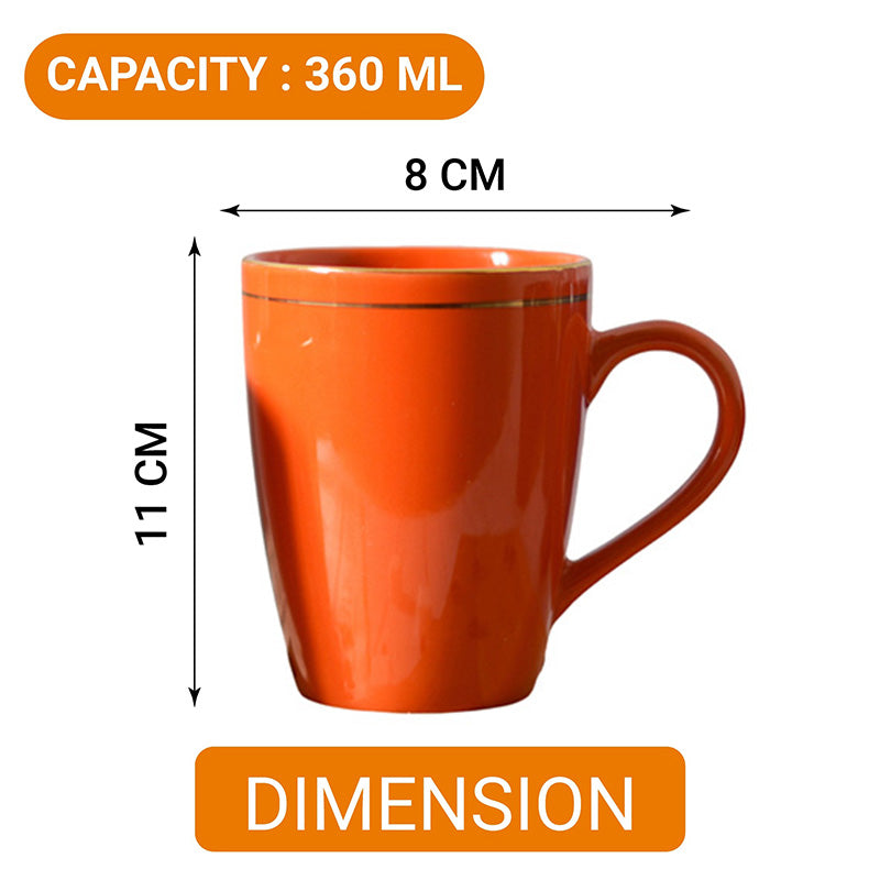 Mug & Tea Cup - Sanva Red Ceramic Mug (360 ML) - Set Of Four