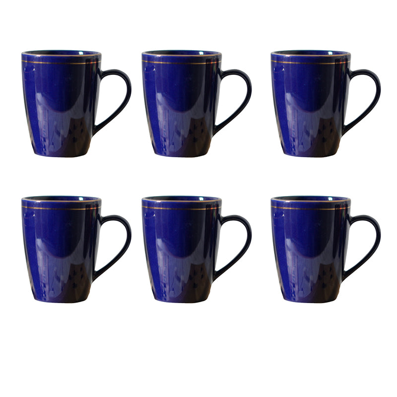 Mug & Tea Cup - Sanva Blue Ceramic Mug (360 ML) - Set Of Six