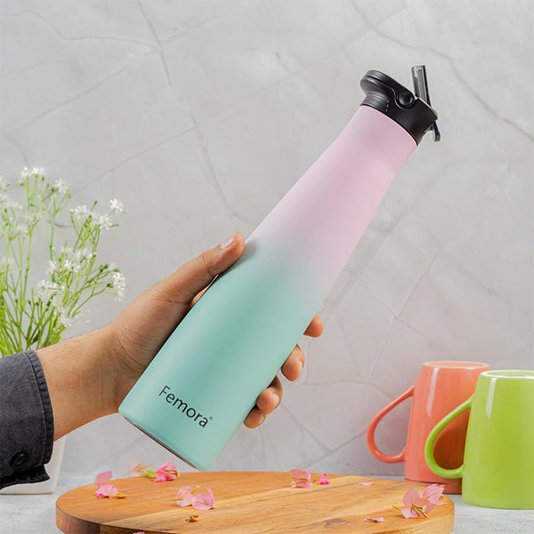 Bottle - Vesatao Insulated Water Bottle (700 ML) - Pink & Green