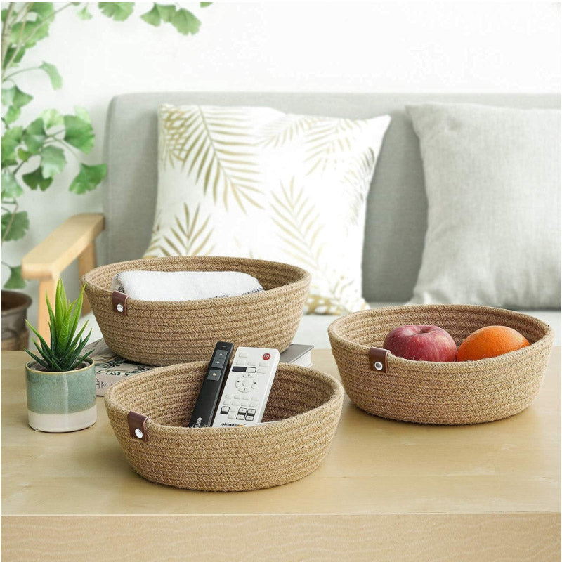 Storage Basket - Stellen Natural Fiber Organizer (Beige) - Set Of Three