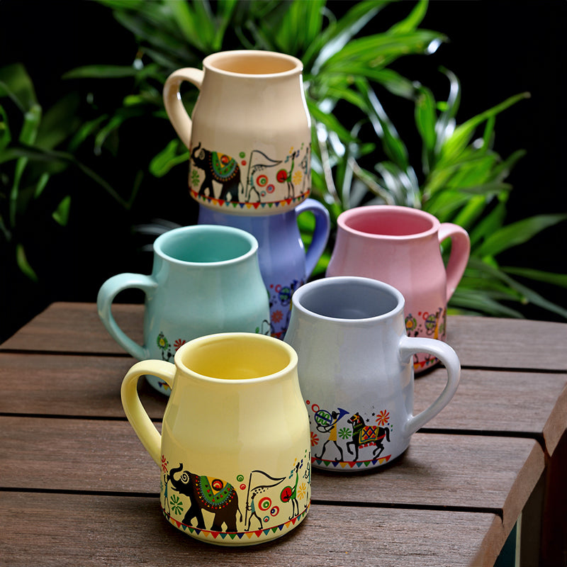 Mug & Tea Cup - Elephenta Chromo Mug (220 ML) - Set Of Six