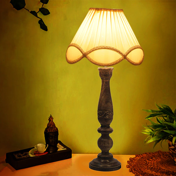 Table Lamp - Nihara Wave Wooden Table Lamp - Off White