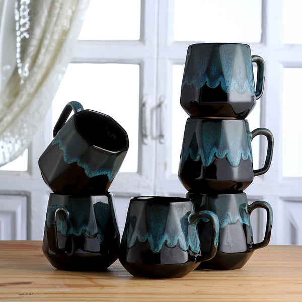 Mug & Tea Cup - Sorena Green Ceramic Mug (220 ML) - Set Of Six