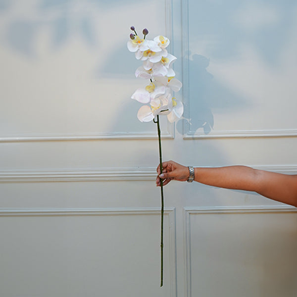 Faux Orchid Flower Stick (White) - 40 CM