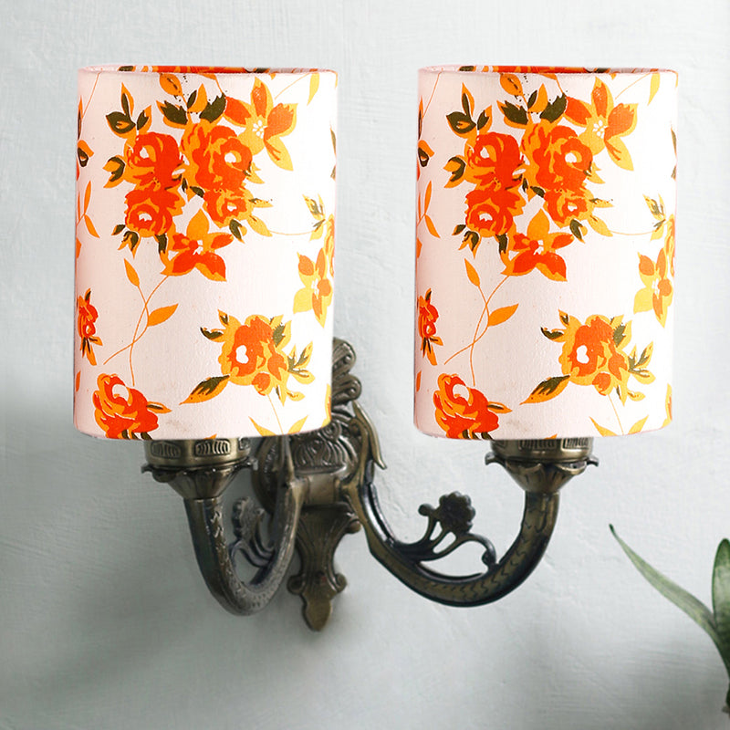 Wall Lamp - Vintage Ibis Floral Cylindrical Duo Wall Lamp