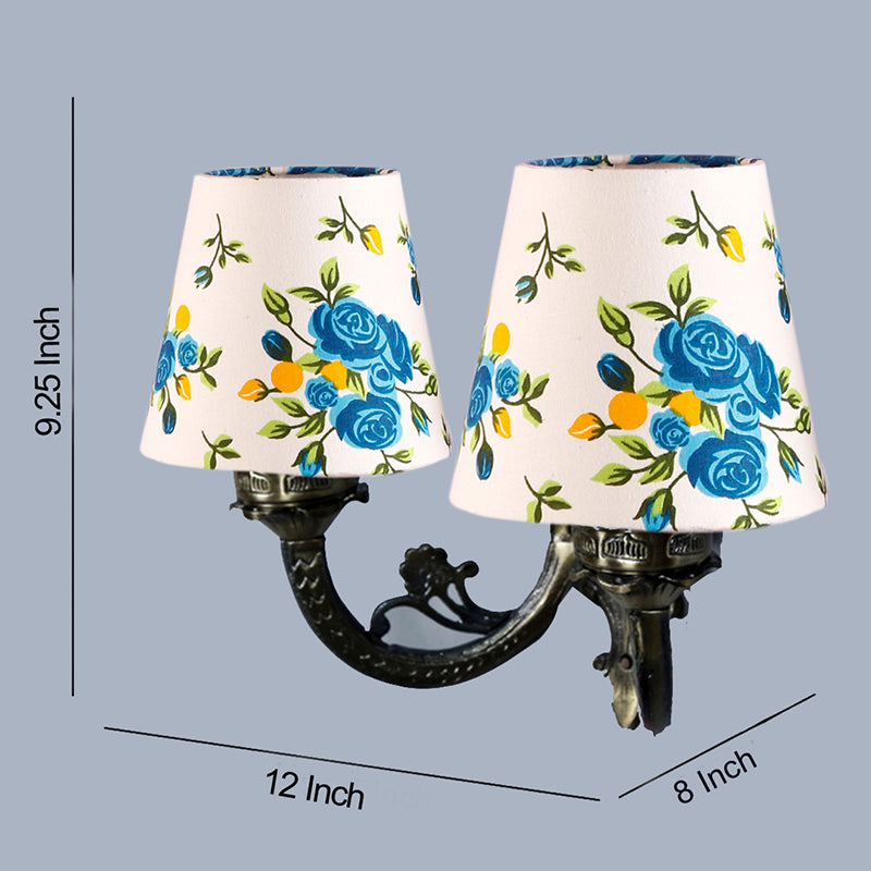 Wall Lamp - Vintage Blue Fleur Conical Duo Wall Lamp