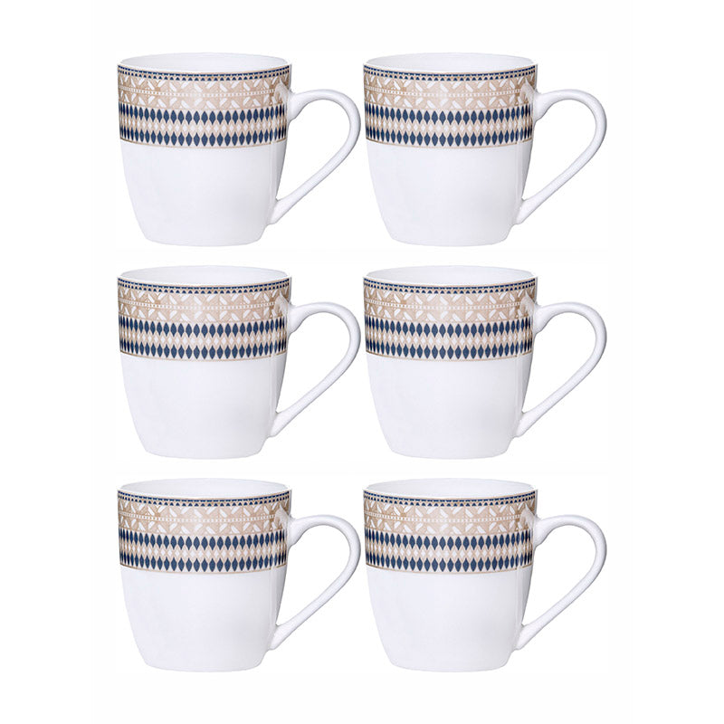 Buy Theara Ethnic Mug Blue & Beige Mug (180 ML) - Set Of Six Mug & Tea Cup from Vaaree