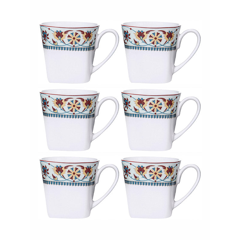 Mug & Tea Cup - Darvia Floral Mug (180 ML) - Set Of Six