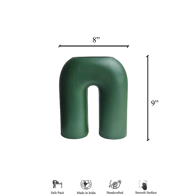 Buy Ziska U Vase - Green Vase from Vaaree