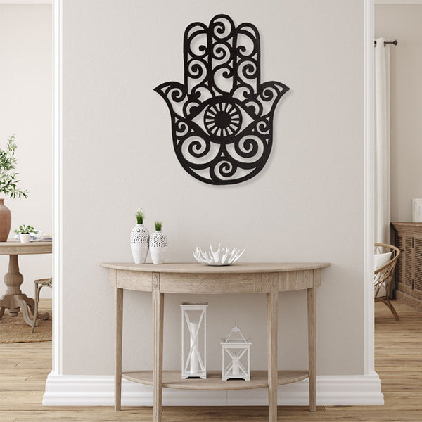 Wall Accents - Hamsa Spiritual Black Wall Art