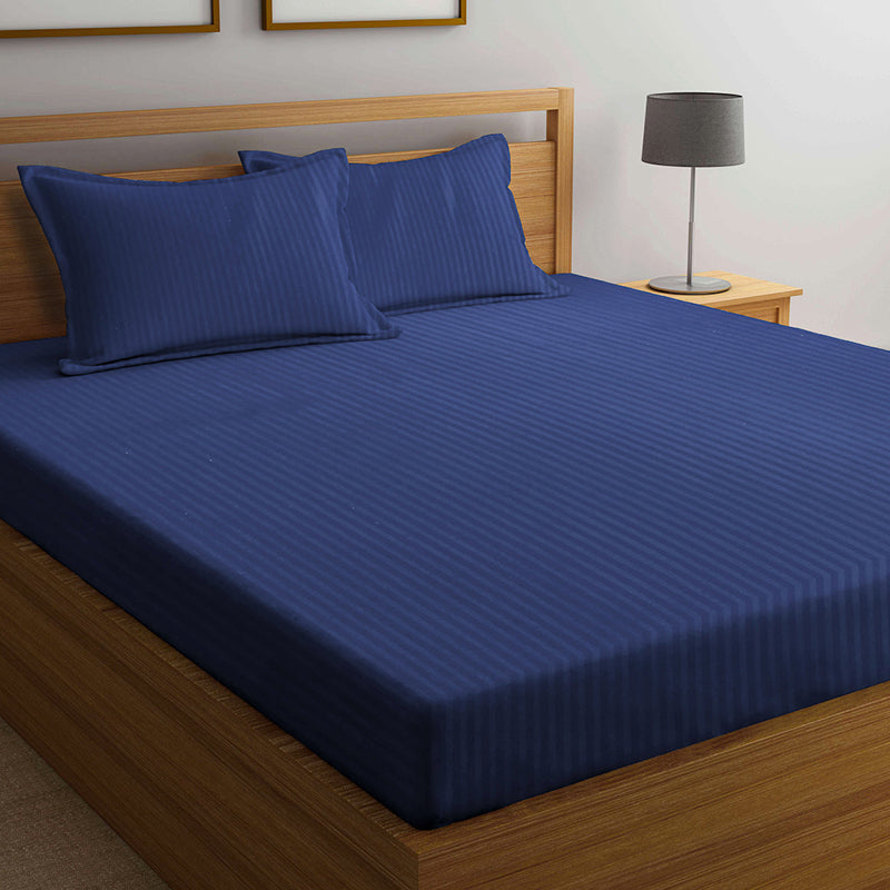 Buy Onyx Stripes Bedsheet - Blue Bedsheets from Vaaree