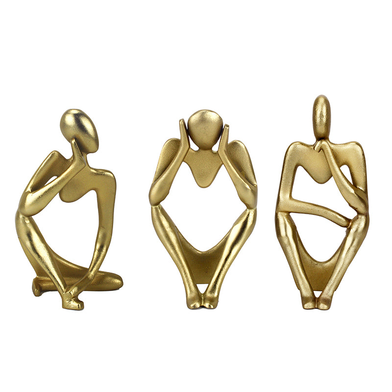 Buy Human Ponder Showpiece (Gold) - Set Of Three Showpieces from Vaaree