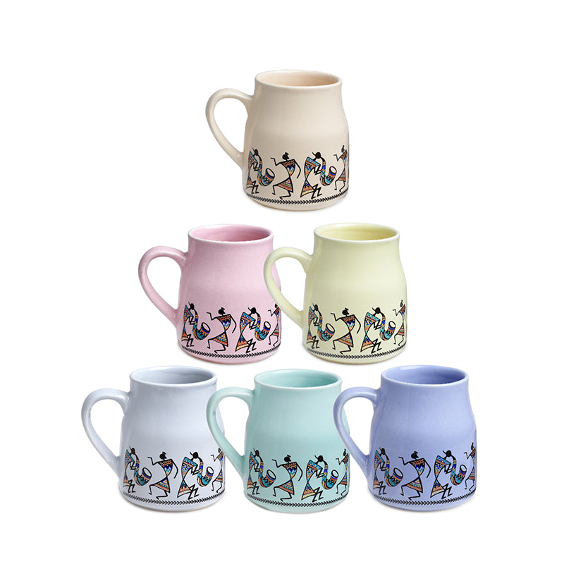 Mug & Tea Cup - Tribal Chromo Mug (220 ML) - Set Of Six