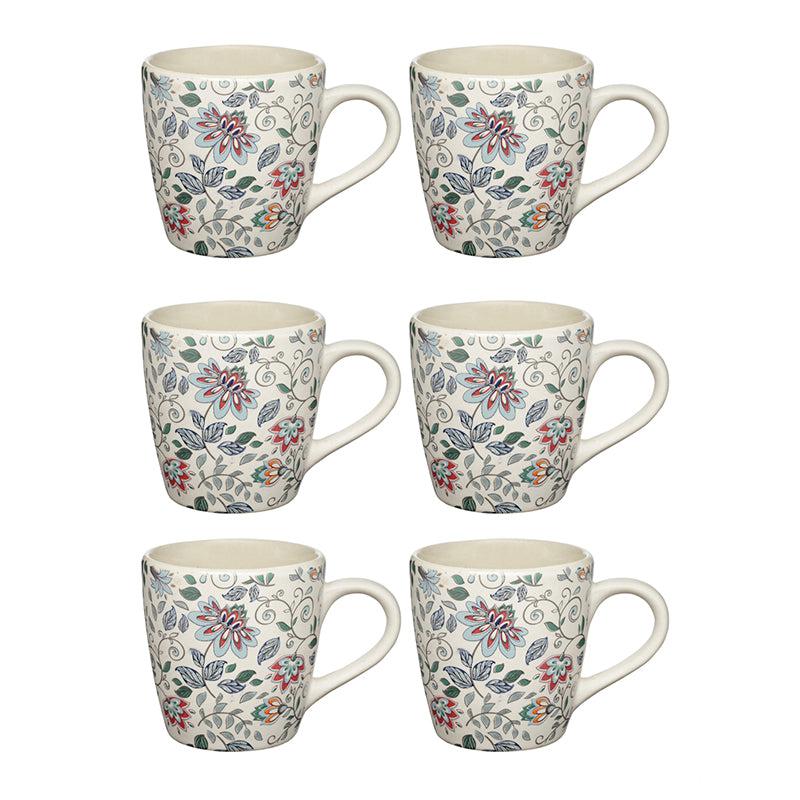 Buy Exora Floral Ceramic Mug (220 ML) - Set Of Six Mug & Tea Cup from Vaaree