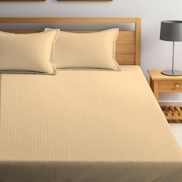 Buy Onyx Stripes Bedsheet - Cream Bedsheets from Vaaree