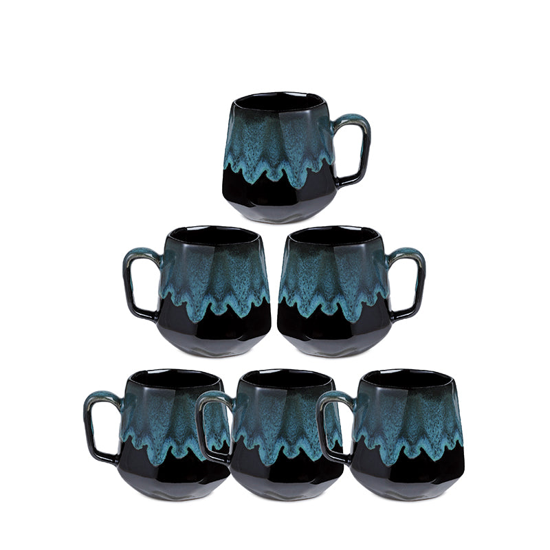 Mug & Tea Cup - Sorena Green Ceramic Mug (220 ML) - Set Of Six