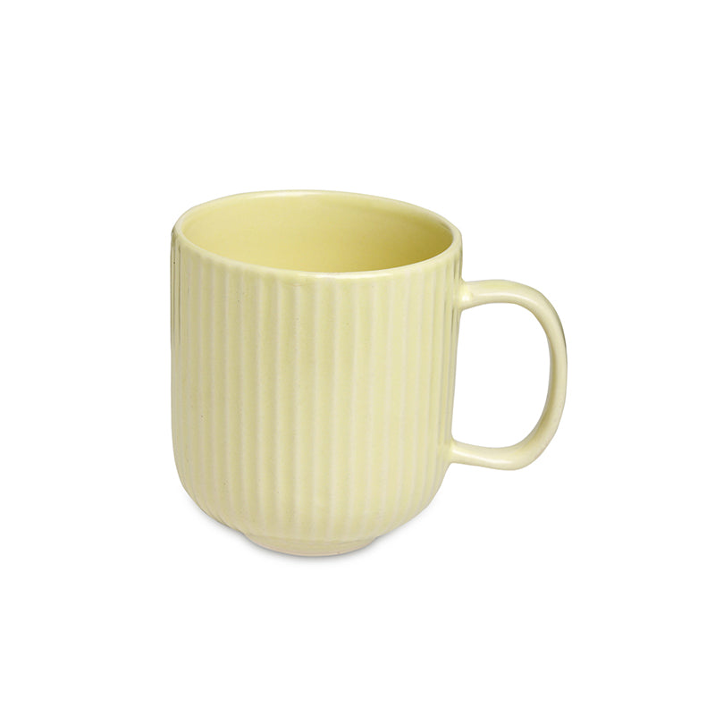 Tea Cup & Saucer - Vantera Yellow Ceramic Mug And Tray (220 ML) - Three Piece Set