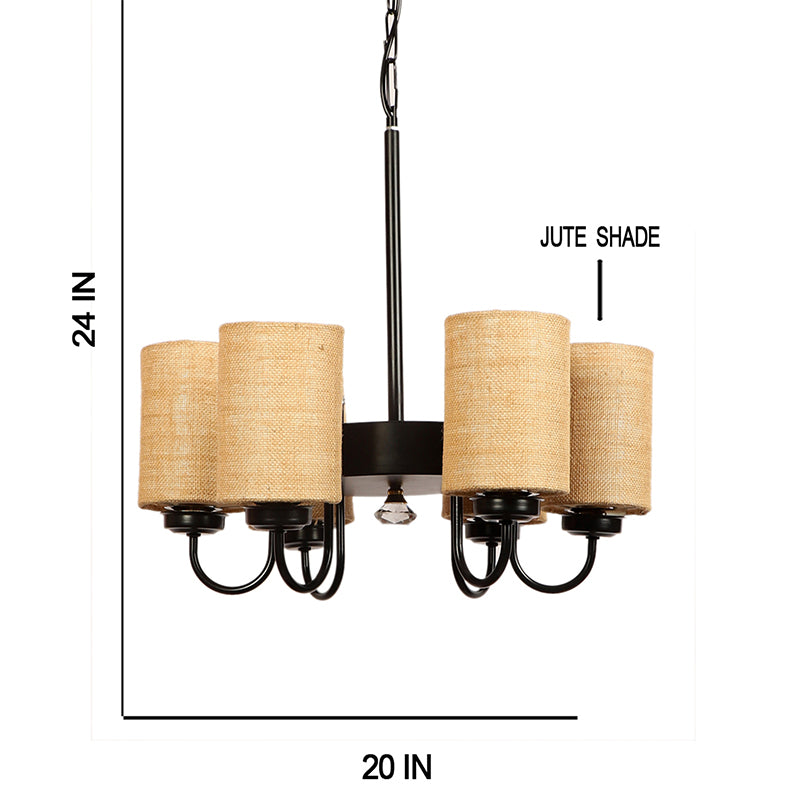 Ceiling Lamp - Viya Cylindrical Chandelier - Beige